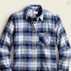 J. Crew Blue and White Plaid Flannel Button Down Shirt